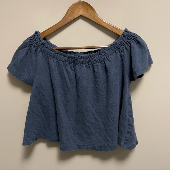 Wilfred Navy Blue Off-Shoulder Linen Blouse Women’s Small - Picture 2 of 9